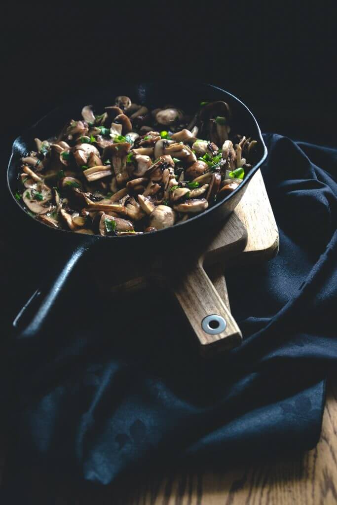 Pan of mushrooms - real food