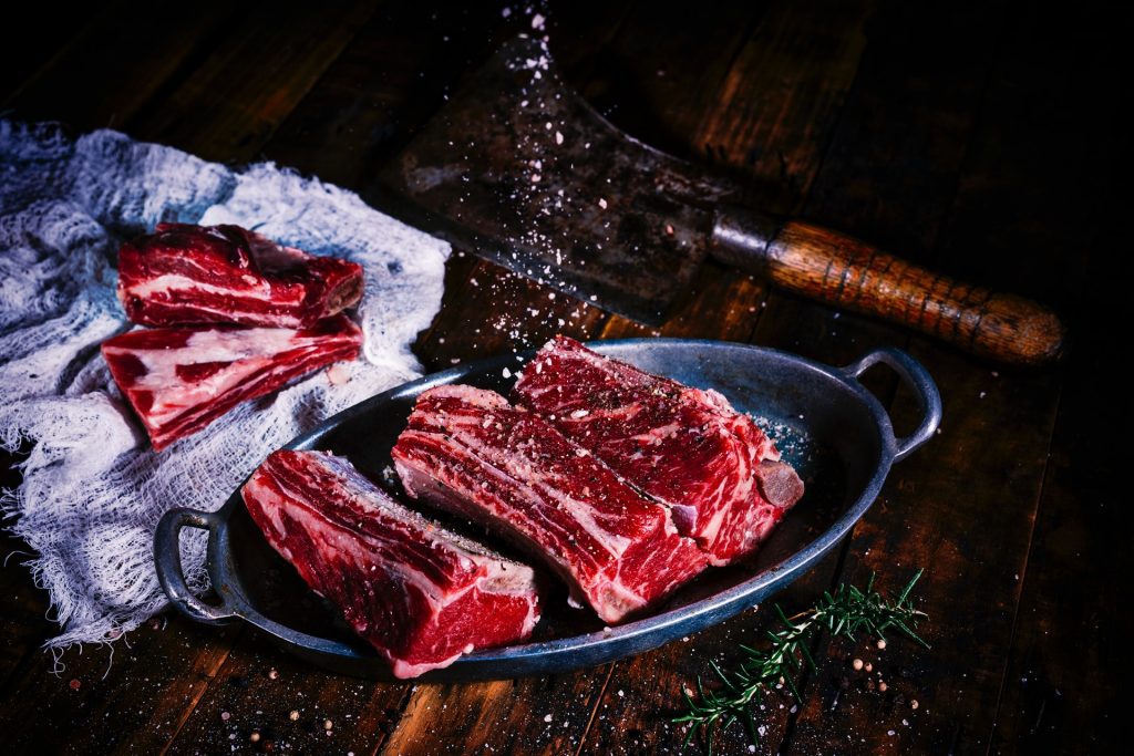 Raw short ribs showing healthy saturated fat