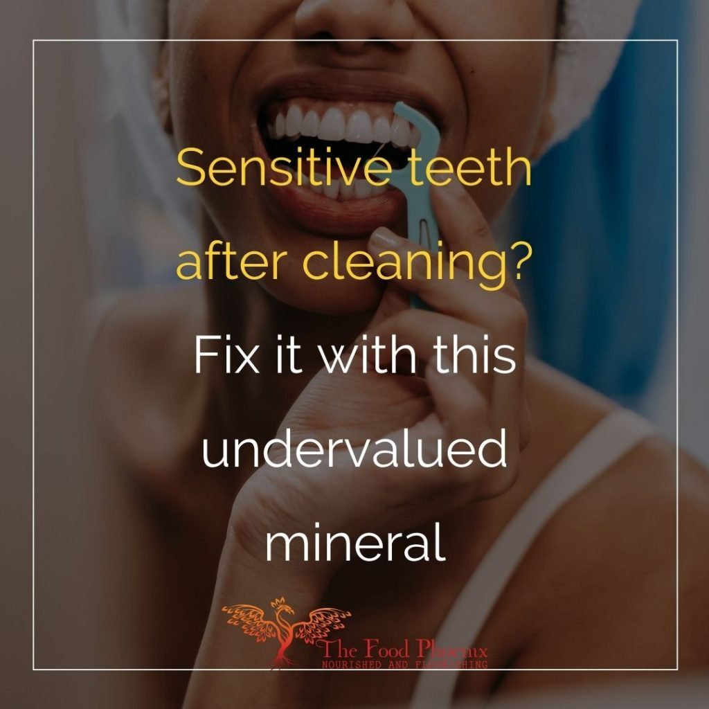 Sensitive teeth after cleaning? Fix it with this undervalued mineral quote over woman flossing teeth