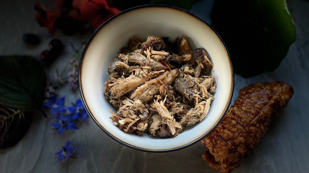 Pulled pork recipe with medicinal mushrooms and organ meats for the Instant Pot
