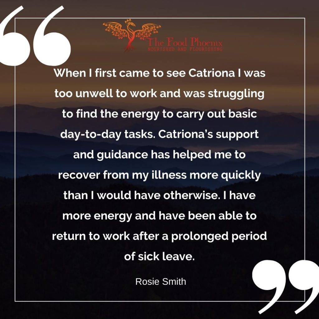 I have more energy and have been able to return to work after a prolonged period of sick leave. Rosie Smith Testimonial